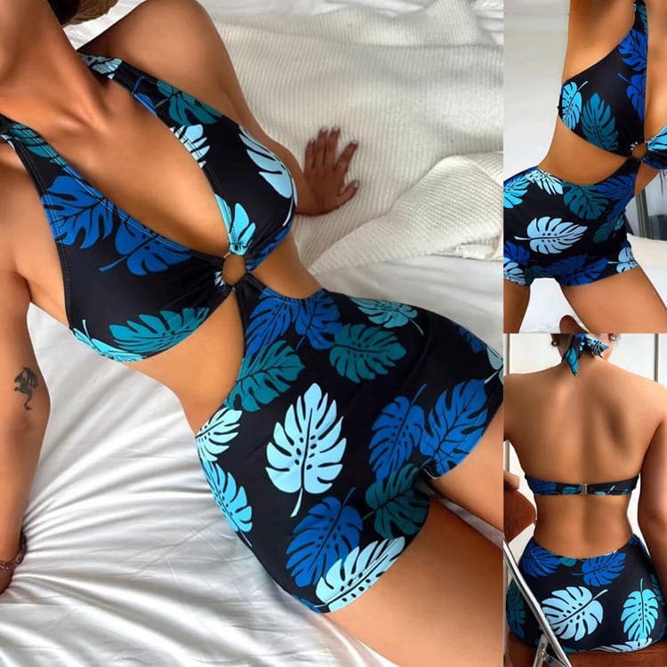 Wholesale Summer New Beach Bikini Women's Blue Strap One Piece Swimwear