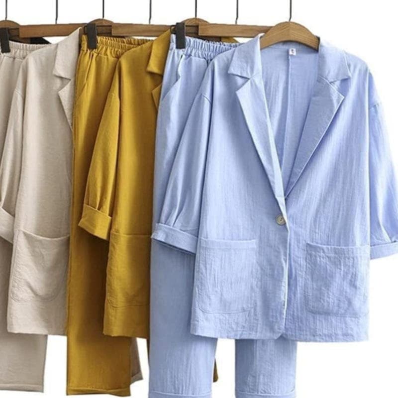 Three Quarter Sleeve Shirt Top Factory Directly Loose Solid Color Shorts Set Wholesale Fashion Casual Women Suits Manufacturer