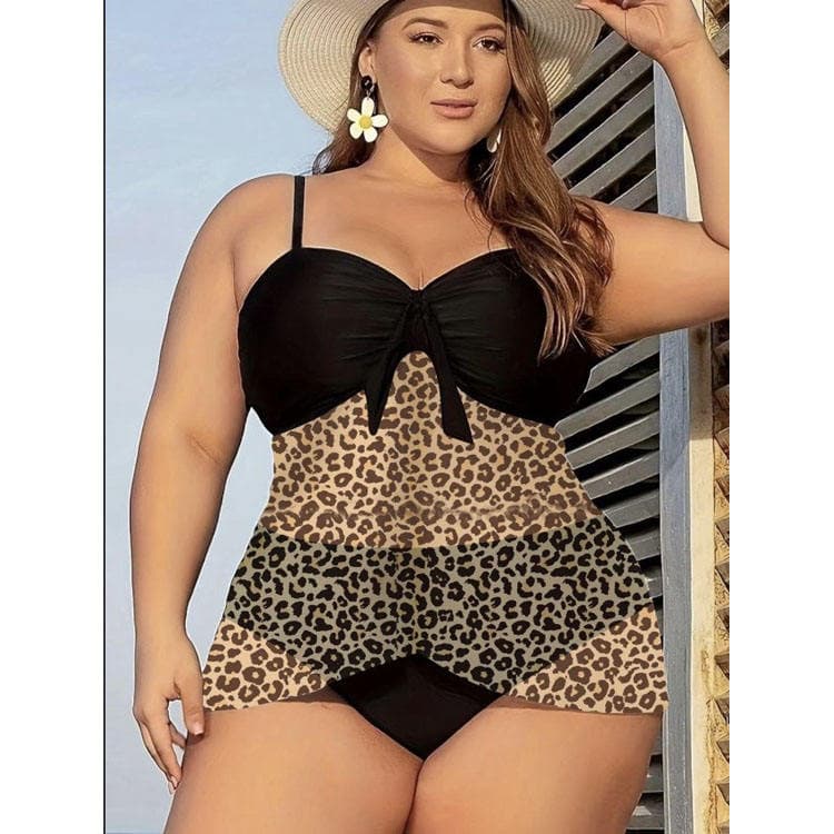 Bikini 2023 Summer Women Solid Bikini Swimwear Mesh Dress Cover up Sexy Plus Size Swimsuits for Women 2023 Leopard Print Bikini