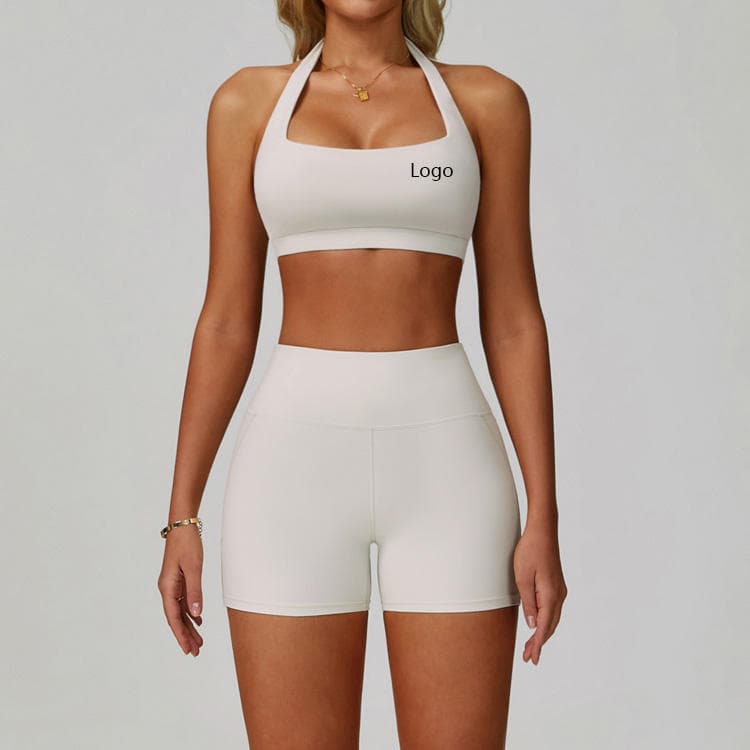 2025 Nylon Spandex Workout Suit Sport Bra and Shorts Yoga Sets for Women 2 Piece