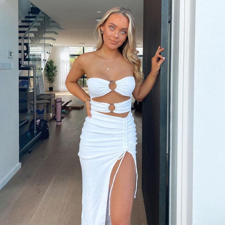 Wholesale Women Dresses Sexy Slim Fit Sleeveless Dresses Hollow Fold Split Dresses for Women