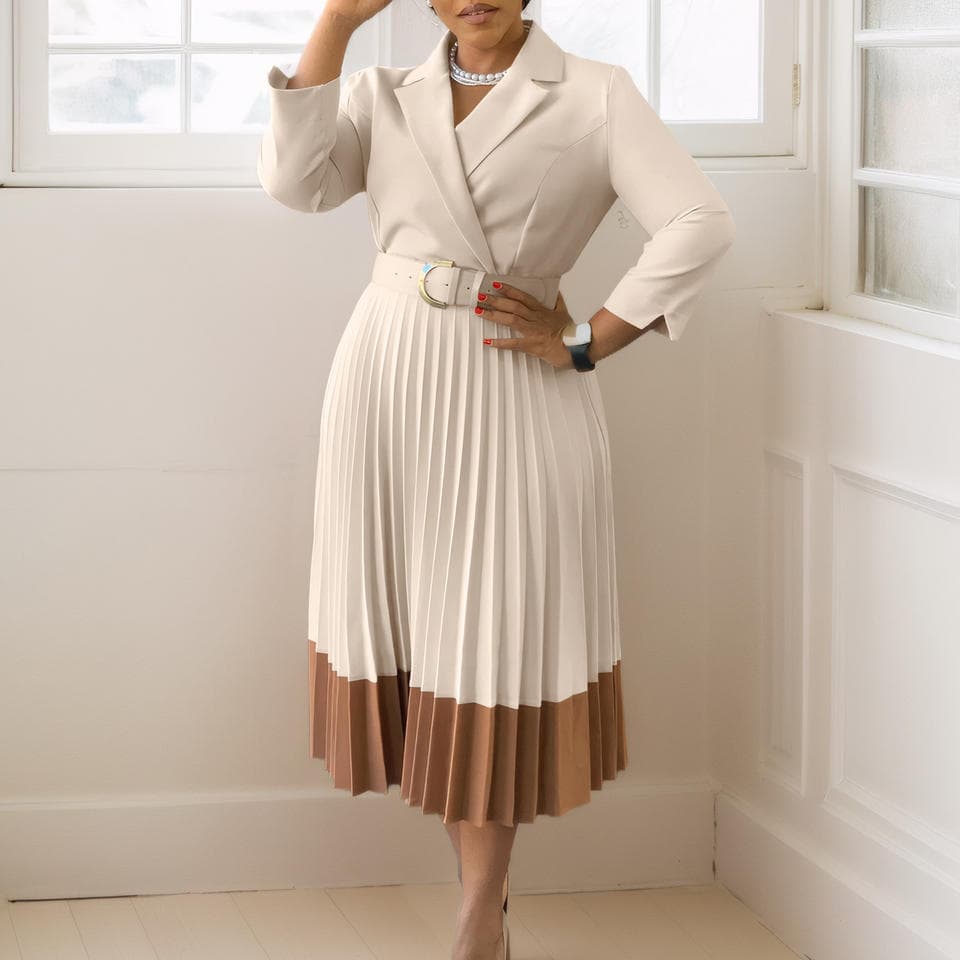 S-3XL Waist Pleated Long Skirt Factory Directly Long-sleeved Vest Dress Wholesale Pure Color Women Suit Custom logo