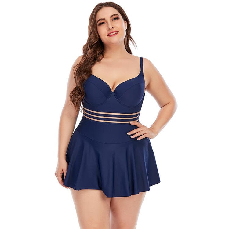 New Plus Size One Piece Skirt Swimsuit Hot Sale Solid Color Plus Size Swimsuit