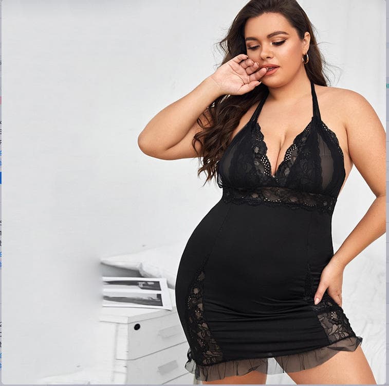 Large Size Nightdress Lace Sling Mesh Sexy Pajamas Women Sexy Lingerie