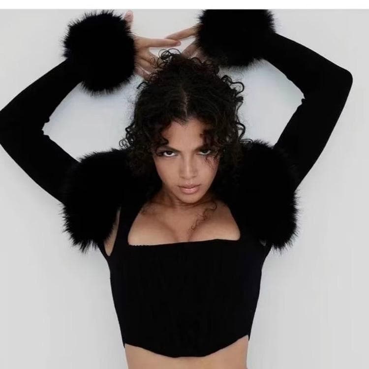 Wenshuo Long Sleeve Coat Custom logo Simple Camisole Top Factory Direct Stylish Knitted Plush Set