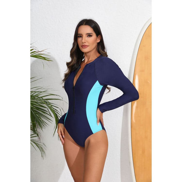 Customized LOGO Diver Suit Zipper Sports Fitness Swimsuit Long Sleeve Surf Swimsuit