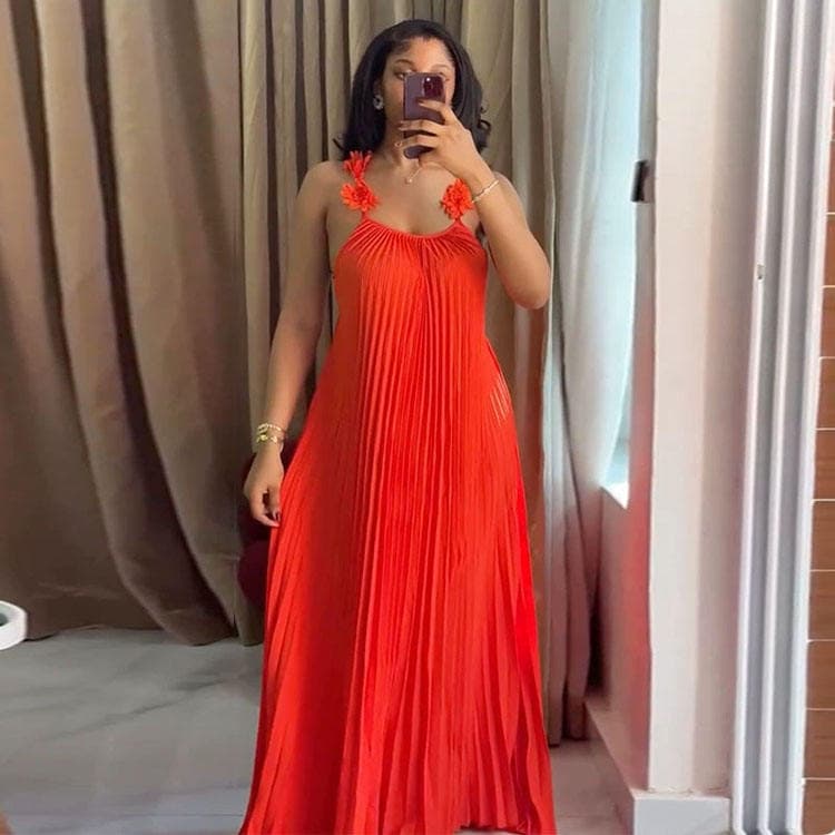Wenshuo Casual Pleated Dress Custom logo Solid Color Dress Factory Directly 2027 Camisole Dress Wholesale