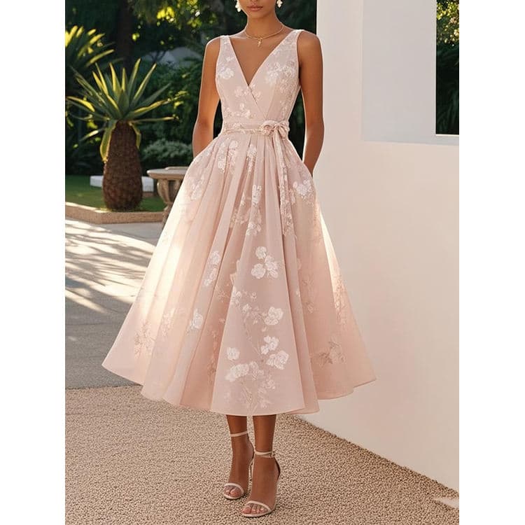 Factory Wholesale Solid Color V-Neck Dresses Fashionable Sexy Evening Gowns Sleeveless Tank Dresses