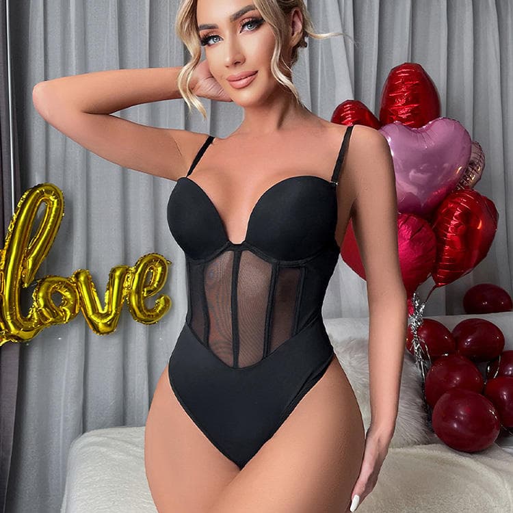 Sexy Perspective Waist Bodysuit Top Body Shaper Tummy Control Shaperwear Breathable for Women Corset