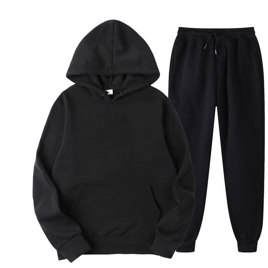 Hot Sale Velvet Unisex Hoodies Set Solid Color Sport Wear Custom Logo Casual Sweatsuit