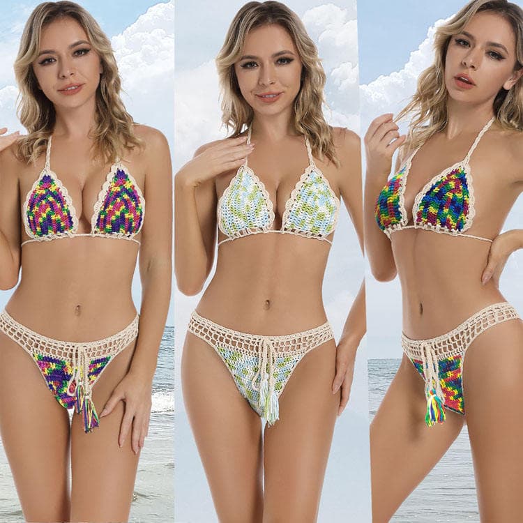 New Handmade Bikini Set Two Piece Sexy Swimsuit High Waist Brazilian Crochet Bikini