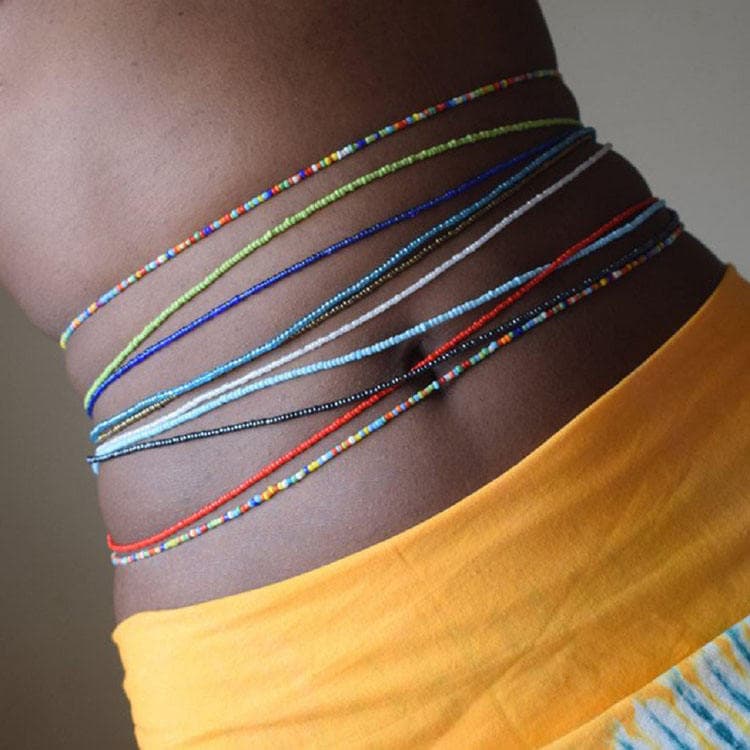 African Sexy Waist Beads Chain Jewelry Bohemian Style Rice Beads Body Chain for Women