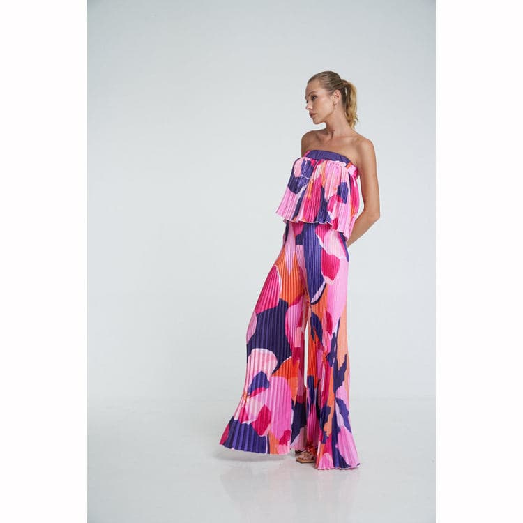 2023 Hot Sale Summer Folding Set Bra Top Flare Wide Leg Pants Women Set