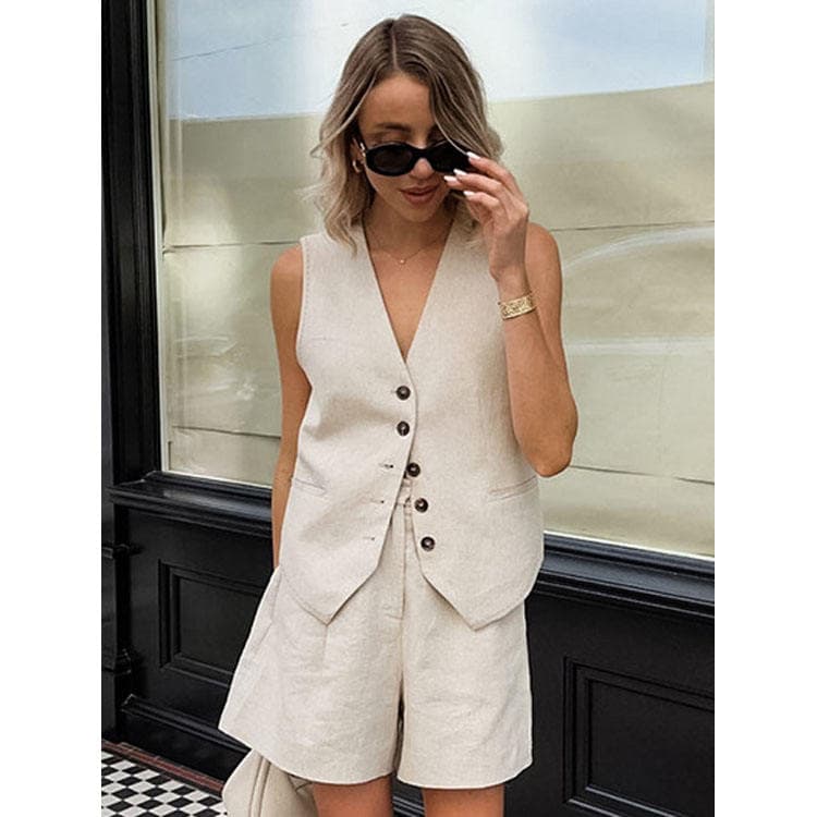 Casual Outfits 2024 New Fashion Commuter Style Sleeveless Vest Pant Two Piece Sets for Women