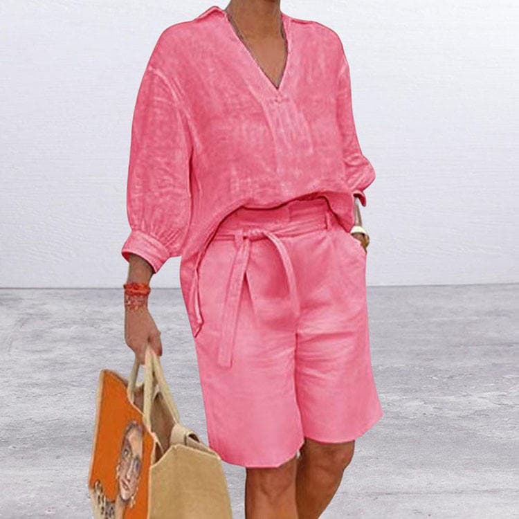 2024 Summer New Cotton and Linen Women Fashion Casual Suit Women Loose Two Piece Set