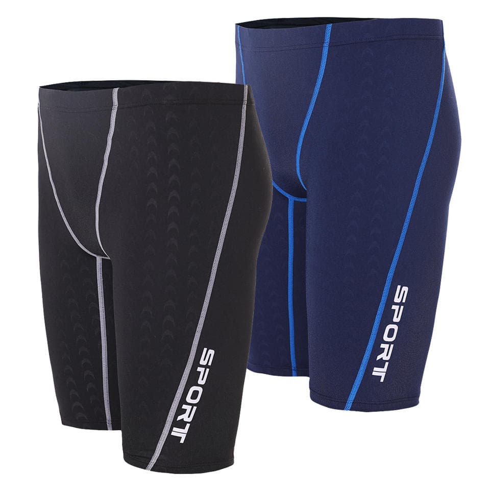 Mid Leg Men's Competitive Swimming Trunks Sexy Swimsuit Swim Briefs Quick Dry Boxer Shorts Bathing Suit Sports