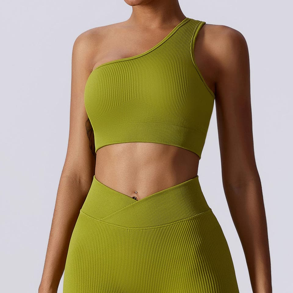 Running Sports Underwear Quick Drying Fitness Top Tight Yoga Clothing Oblique Shoulder Seamless Back Yoga Bra