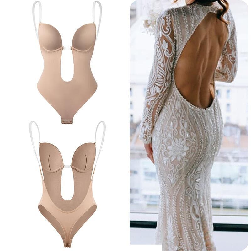Deep V Invisible Bra Backless Wedding Dress Tummy Control Butt Lifter Body Shaping Bodysuit Women Shapewear