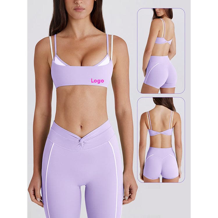 Fashion 2 in 1 Running and Fitness Bra and Twist Waist Pant Set Breathable Yoga Set
