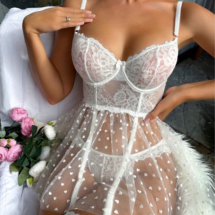 2023 Hot Sale Girls Mesh Buckle Decoration Stitching Backless Strap Leg Ring Sexy Underwear Lingerie