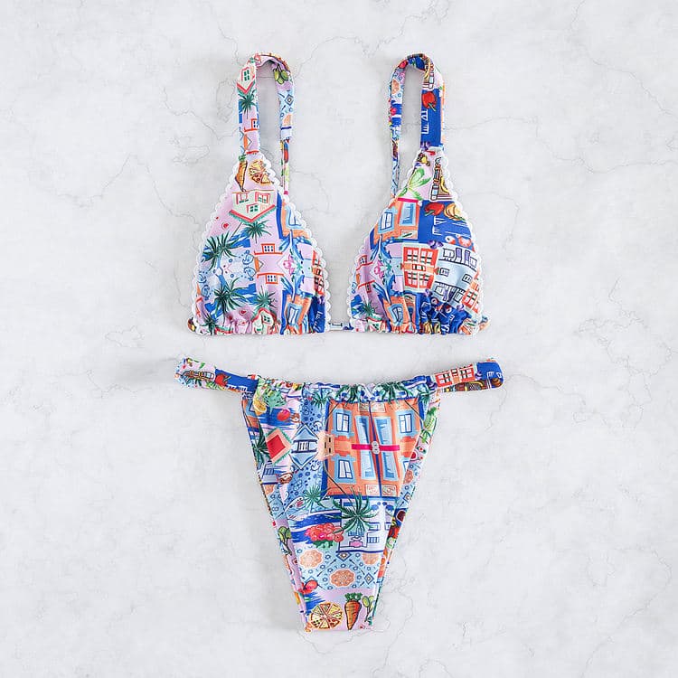 2024 New Design Colorful Printed Beachwear SwimSuit Sexy Holiday Bathing Women Brazilian 2 Piece Bikinis