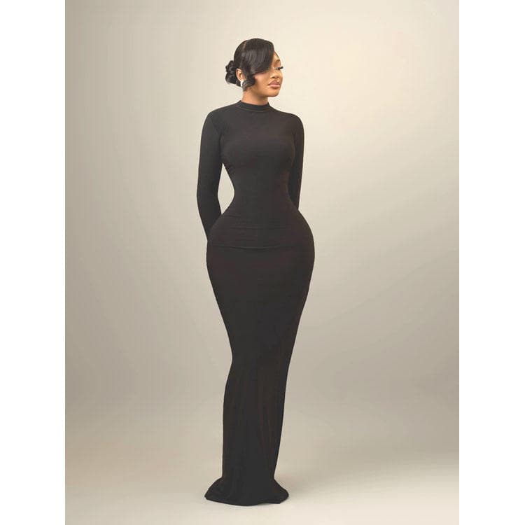 Wenshuo Sexy Backless Dress Custom logo Long Sleeve Fitted Dress Wholesale Solid Color Maxi Dress Factory Directly