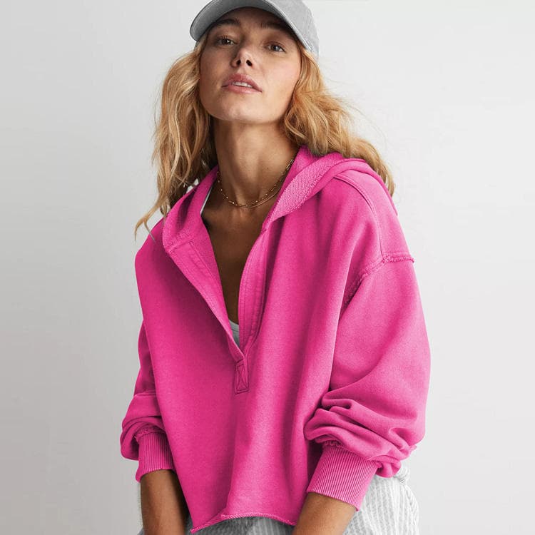 Wenshuo Hooded Long Sleeve Top Wholesale Loose Cropped Top Custom logo Outdoor Sports Top Factory Direct
