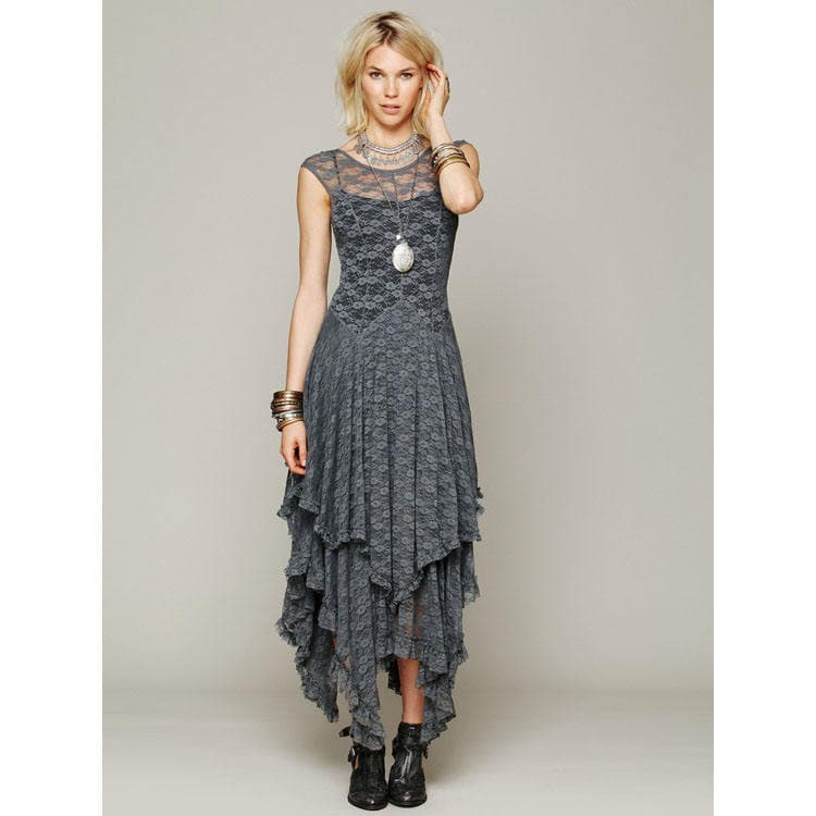 Hot Sell Summer 2024 New Fashion Elegant Irregular Lace Maxi Skirt Sexy Long Dresses for Women