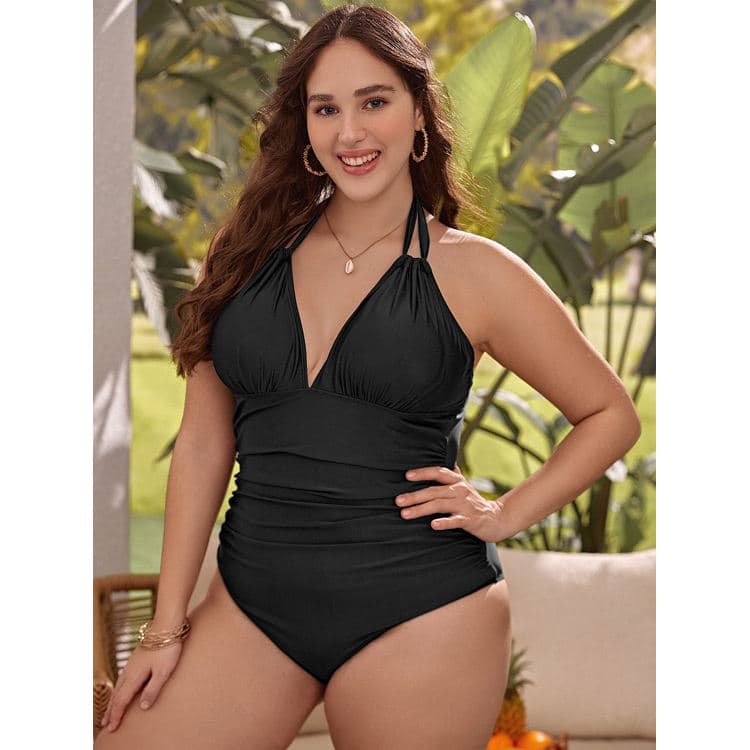 Wholesale Customized Plus Size Bikini Black Sexy One Piece Swimsuit Bandage Plus Size Bikini