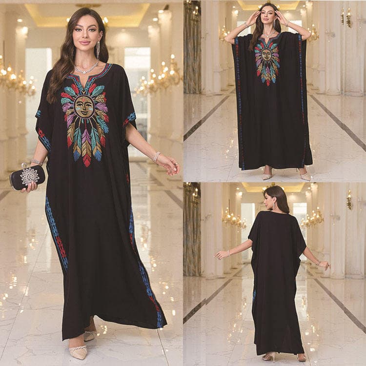 Vintage Bikini Top Factory Directly Rayon Beach Cardigan Wholesale V Neck Maxi Dress Custom logo