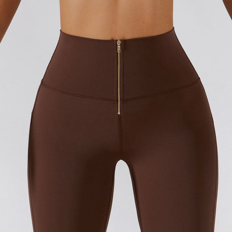 Belly Zipper Design Multicolor Yoga Pants Hip Line Design Sexy Butt Leggings