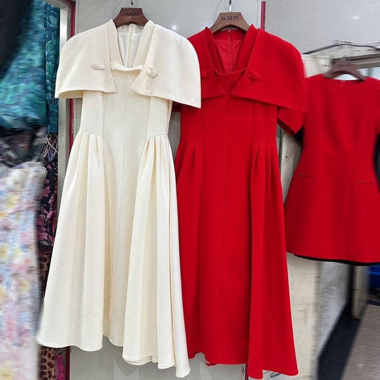 Wenshuo Simple Casual Cape Dress Wholesale Solid Color Maxi Dress Custom logo High Quality Dress Factory Directly