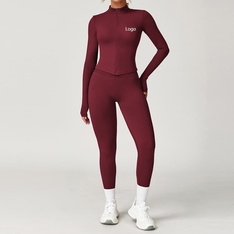 New Fall Winter Seamless Gym Wear Women Workout Set Zipper Jacket and Legging 2 Piece Yoga Sets