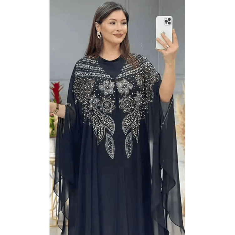 2024 New Muslim Islamic Clothing Double Layer Chiffon Patchwork Abaya Robe Long Sleeve Women Dress