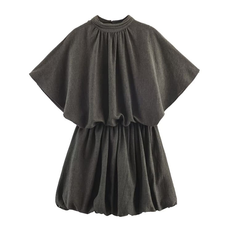 New Pleated Women Casual Dress Versatile Women Commuter Mini Dress Elegant Women Ruffle Dress