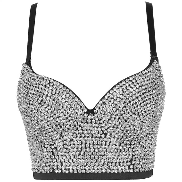Wholesale Beaded Bra Fashion Sling Vest Bright Diamond Bra Top Shiny Diamond Bra