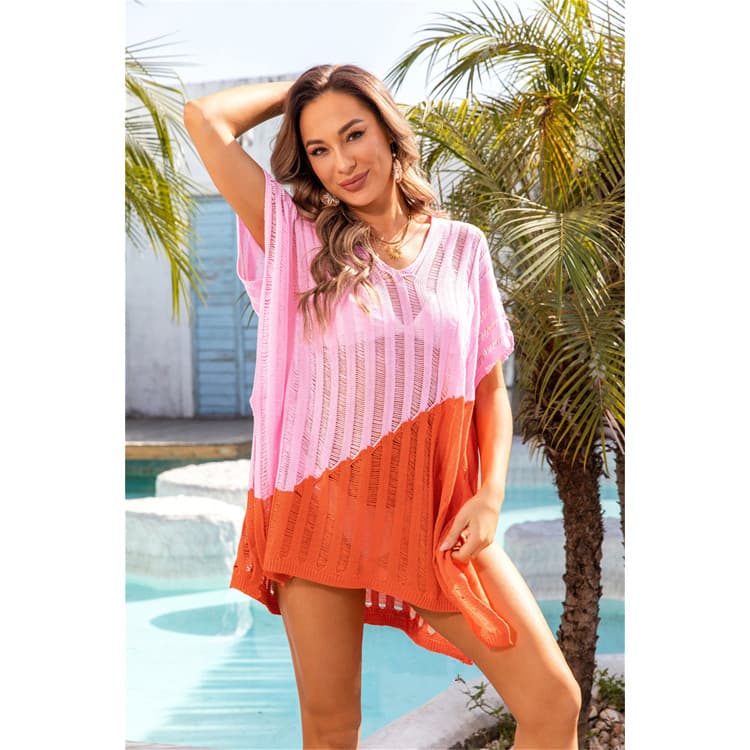 Summer Beach Sun Protection Cover up Colorful Lace up Bikini Cover up Casual Swimwear Cover up