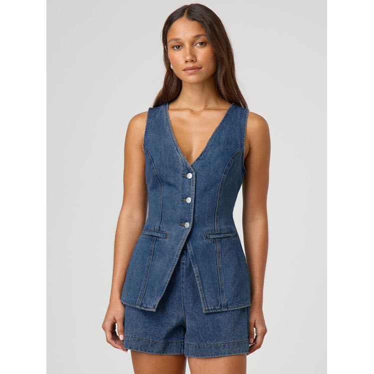 Fashion Sleeveless Vest Custom logo Casual Denim Suit Wholesale Solid Color Shorts Factory Directly