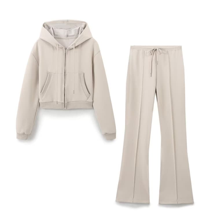 Simple Tracksuit Set Wholesale Stylish Hooded Jacket Custom logo Drawstring Trousers Factory Direct