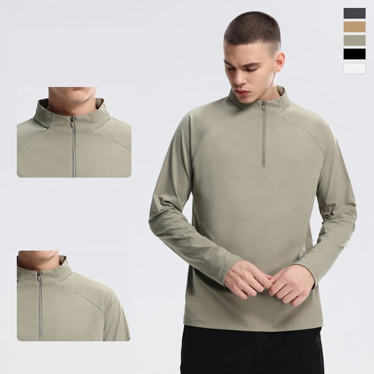 Wenshuo Outdoor Mens Top Wholesale Solid Color Training Top Custom logo Casual Long Sleeve Top Factory Direct