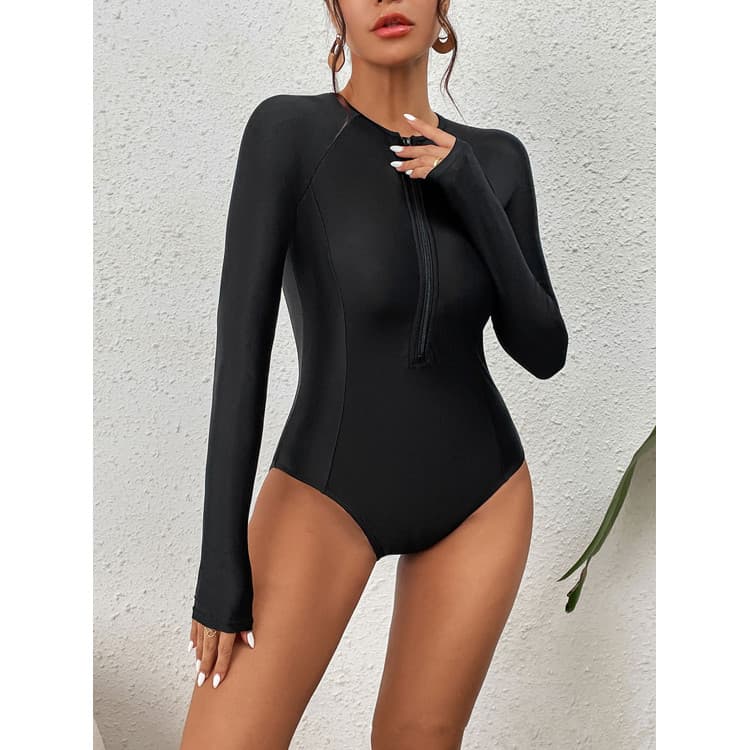 Wholesale Solid Color Surf Swimwear Custom LOGO Sexy Bikini Long Sleeve Fitness Swimwear