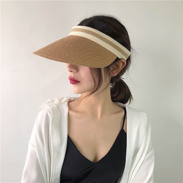 Wholesale Women's Summer Empty Top Hat Big Eave Beach Hat Sun Protection Straw Hat