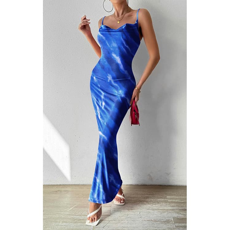 New Floral Spaghetti Strap Sleeveless Printed Casual Dress Tie Dye Holiday Dress Leopard Print Fitted Dress 9 Colors