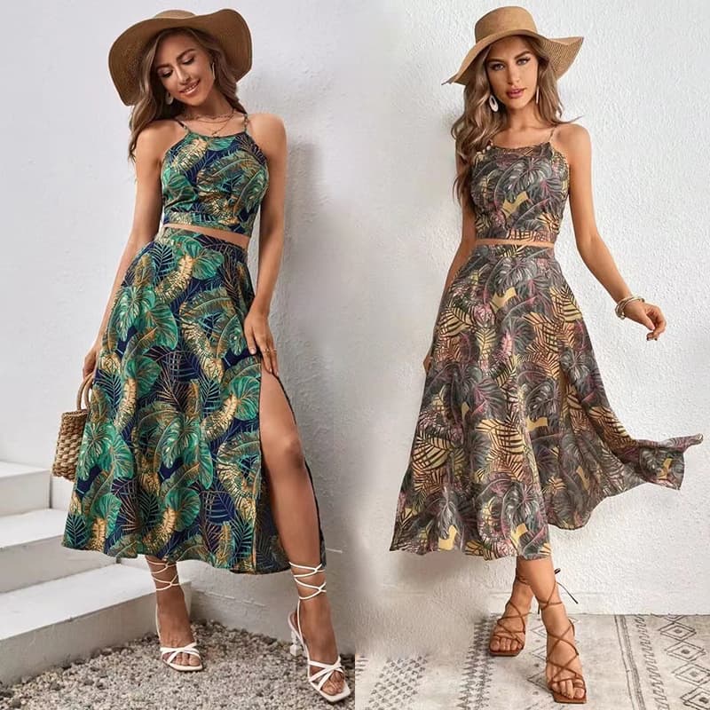 Fashion 2023 New Style Summer Dress Two Piece Dress Womens Halter Skirt Casual Dress