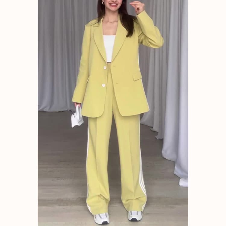 Casual Women Suits Wholesale Lapel Suit Jacket Custom logo Wide Leg Trousers Factory Directly