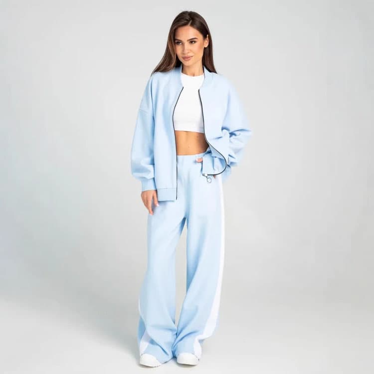 Stylish Casual Suit Factory Direct Long Sleeve Zipper Top Wholesale Elasticated Soft Pants Custom logo