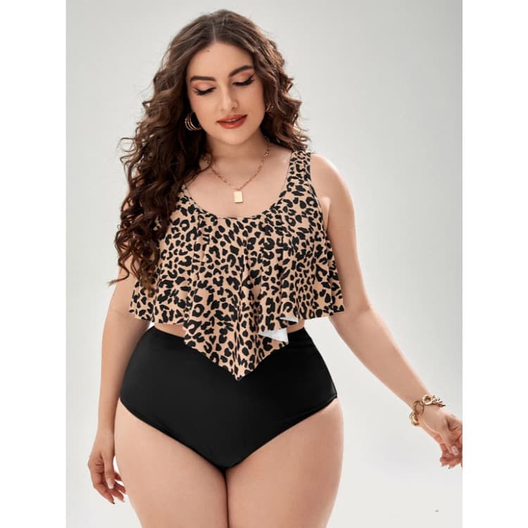 2021 New Printed High Waist Bikini Plus Size Sexy Leopard Swimsuit