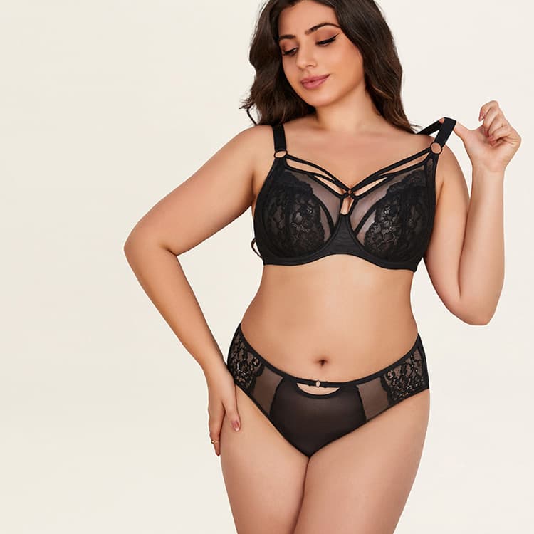 Wenshuo Plus Size Mesh Lingerie Wholesale Embroidered Lingerie Custom logo See Through Lace Lingerie Factory Direct