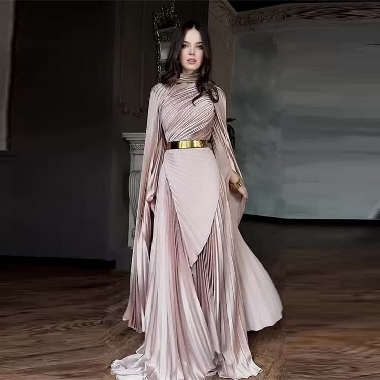 Pleated Stylish Dress Custom logo Elegant Split Dress Factory Direct High Quality Maxi Dress Wholesale