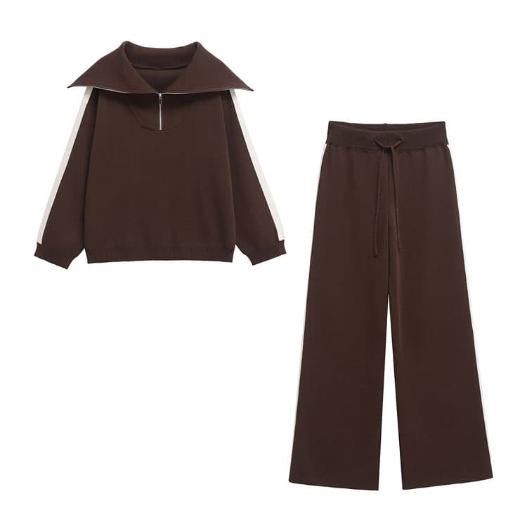 Stylish High End Suit Factory Direct Long Sleeve Zip Top Custom logo Elastic Drawstring Trousers Wholesale